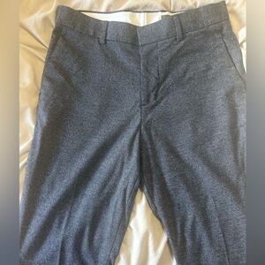 H&M Navy Textured/Patterned Suit Pants